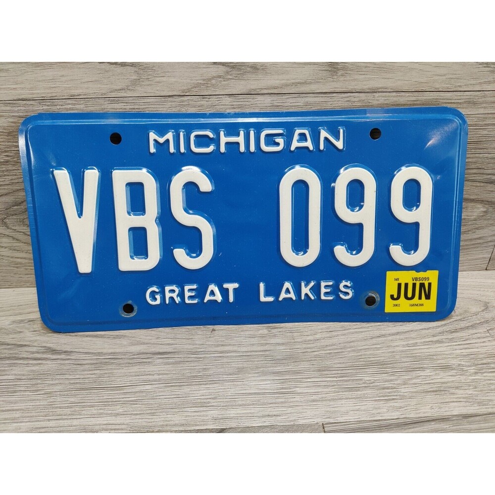 Vintage Michigan License 2002 Plate VBS099 Great Lakes Decor Collecting